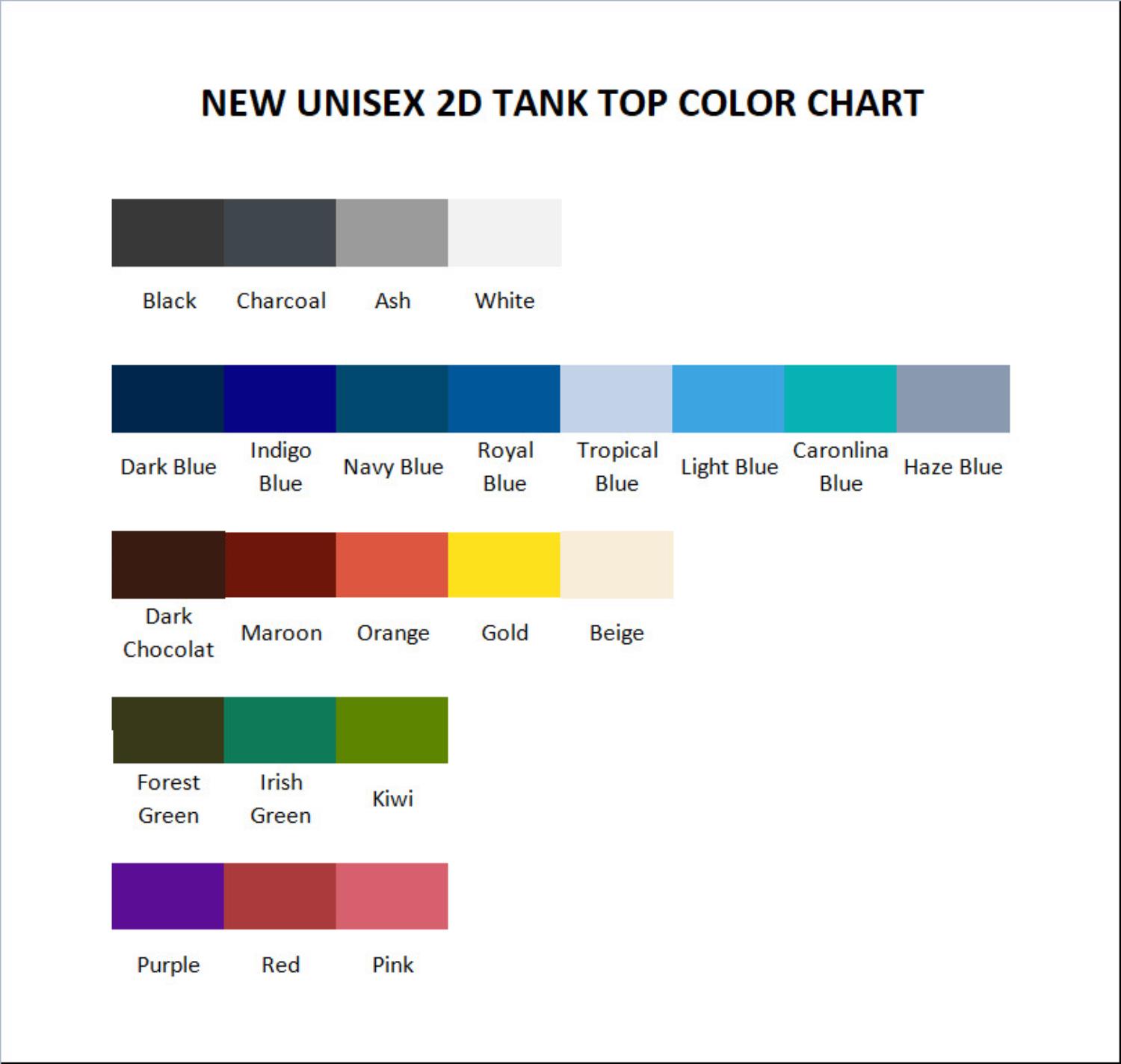 tank top color chart - Attack On Titan AU Store