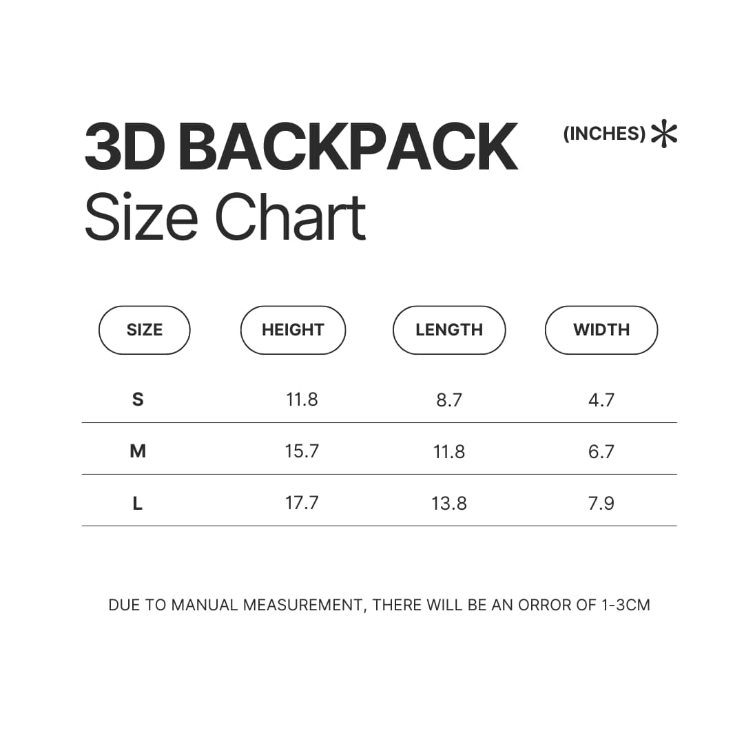 3D Backpack Size Chart 2 - Attack On Titan AU Store