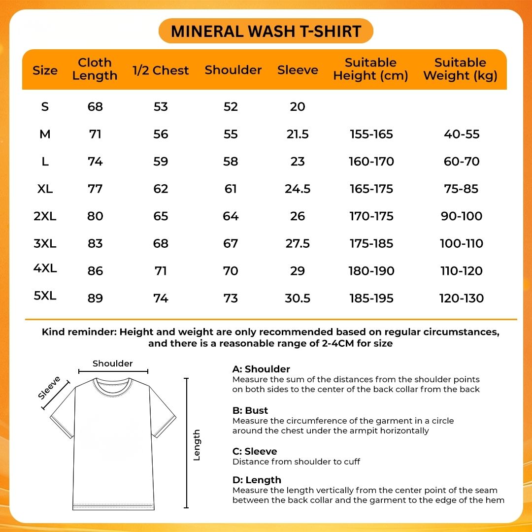 Mineral Wash T Shirt Size Chart - Attack On Titan AU Store